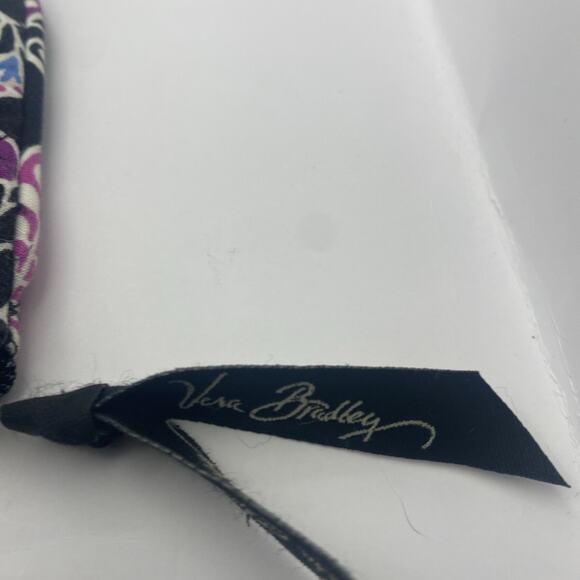 Vera Bradley Zip Coin Purse Mini Wallet 5"x4" Black Pink Purple Blue White - Picture 3 of 6